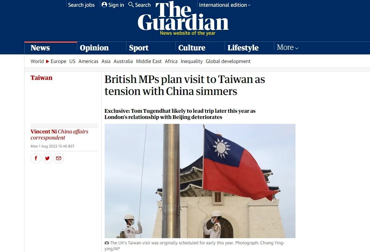 Una delegación de la Cámara de los Comunes visitará Taiwán a finales de año